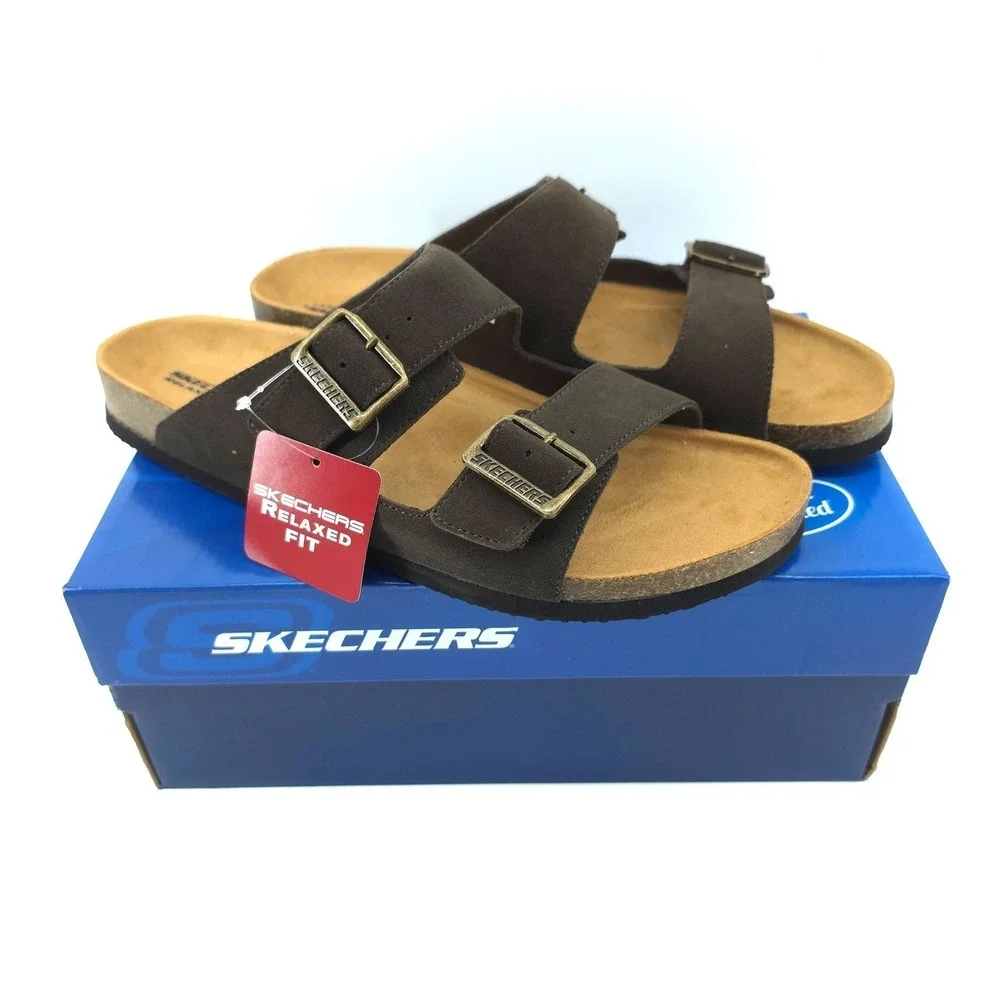 Skechers Mens Aidan Leelan Slide Sandal size 9 Chocolate Brown  Relaxed Fit new